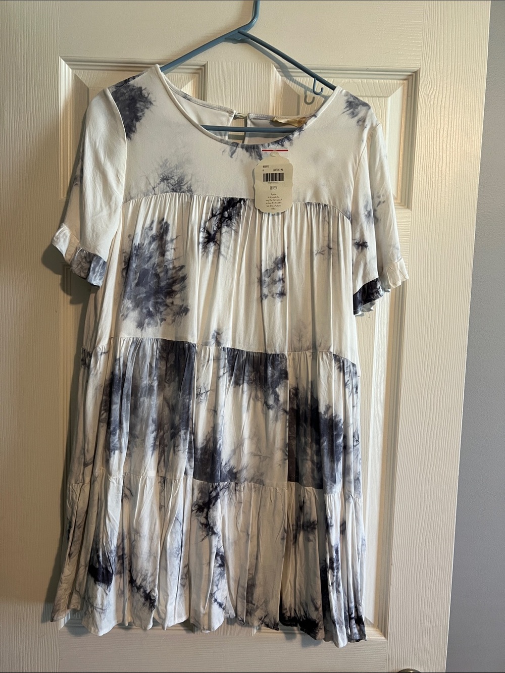 Altar'd State White and Black Tie-Dye Babydoll Tunic Dress